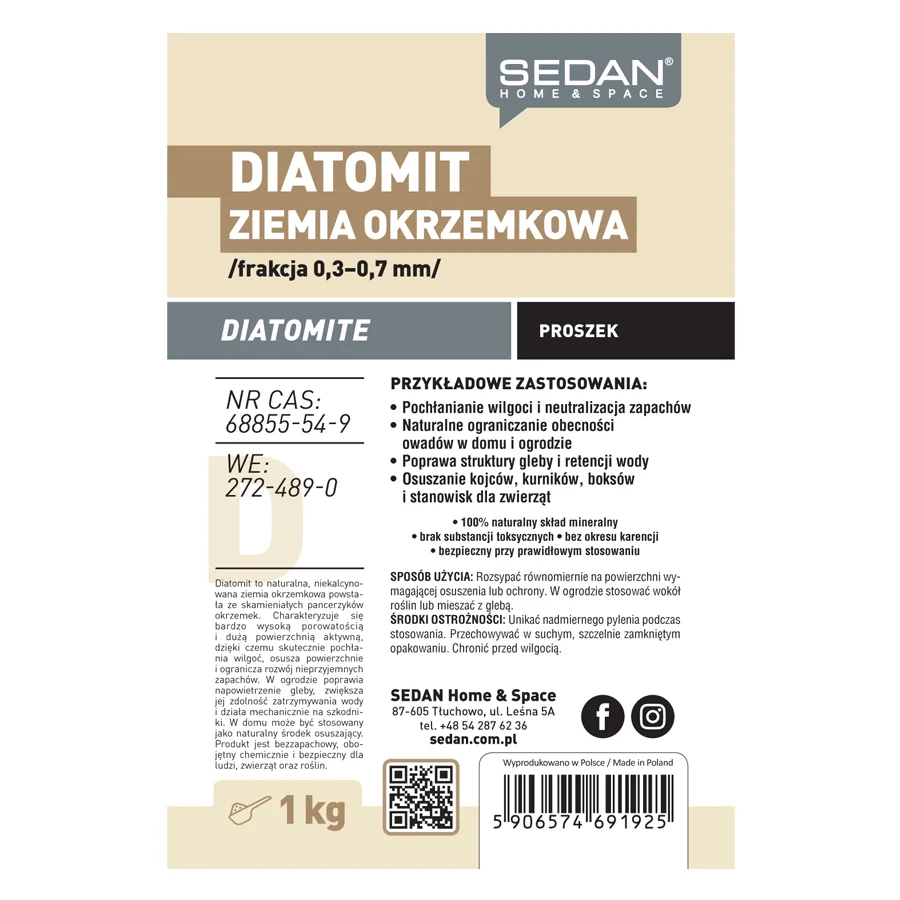 Diatomit, ziemia okrzemkowa naturalna 1 kg — zdjęcie 2