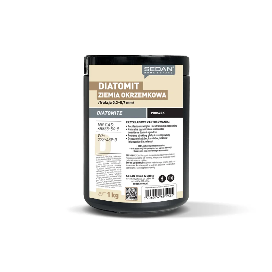 Diatomit, ziemia okrzemkowa naturalna 1 kg — Sedan