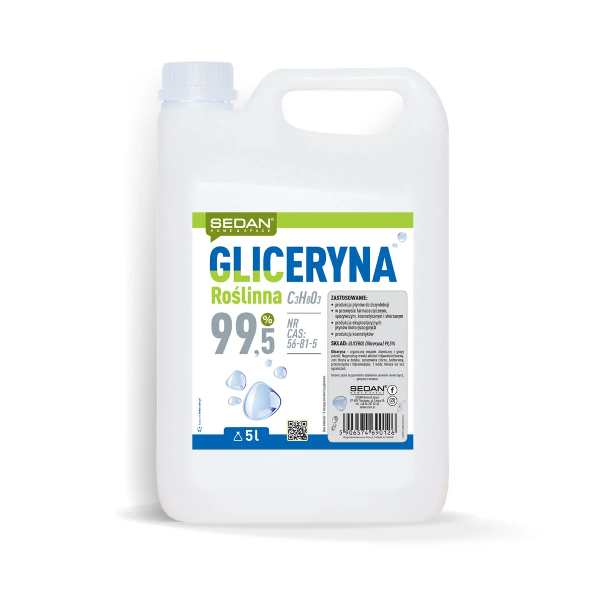 Gliceryna roślinna farmaceutyczna 99,5%, 5 L — Sedan