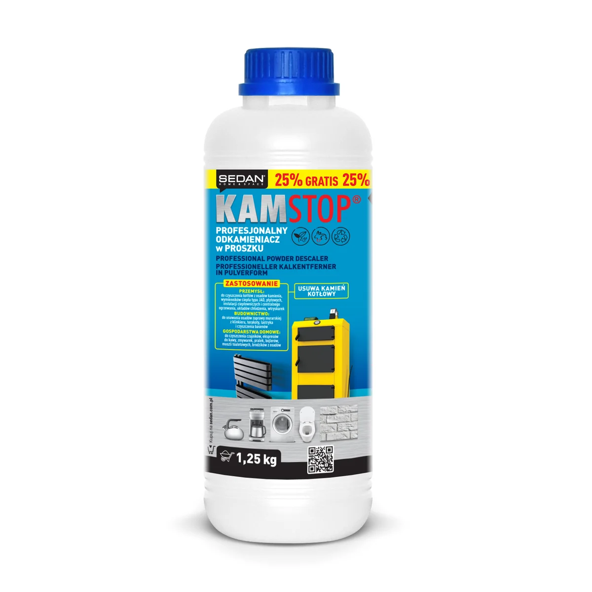 KAMSTOP Profesjonalny odkamieniacz w proszku, 1,25 kg — Sedan