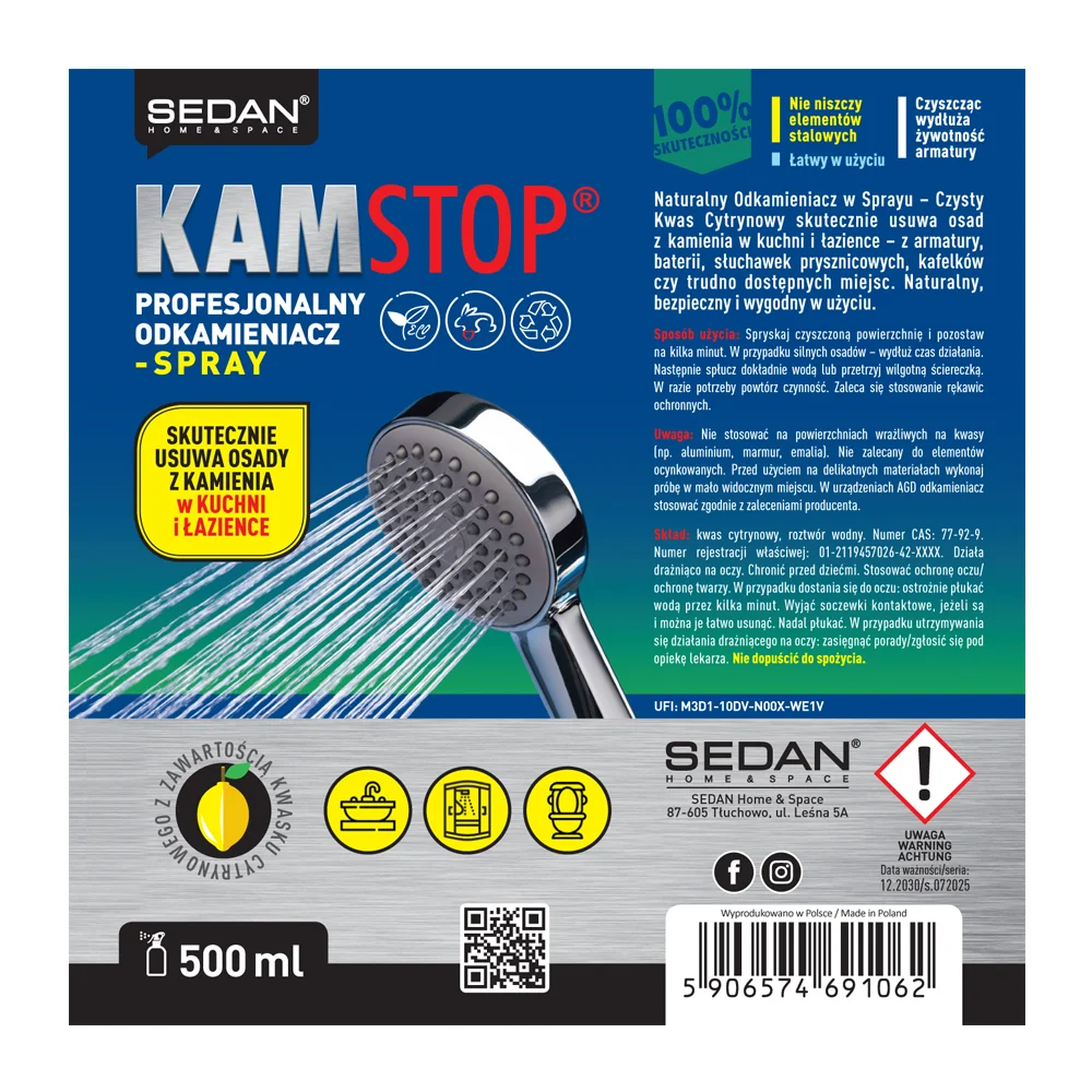 KAMSTOP Odkamieniacz w sprayu, 500 ml — zdjęcie 2