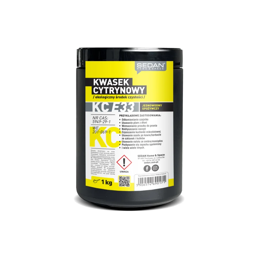 Kwasek cytrynowy 1 kg, do odkamieniania, czyszczenia i kuchni — Sedan