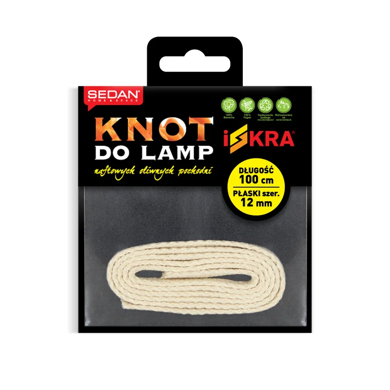 ISKRA Knot do lampy naftowej, oliwnej i pochodni, płaski 12 mm/100 cm — Sedan
