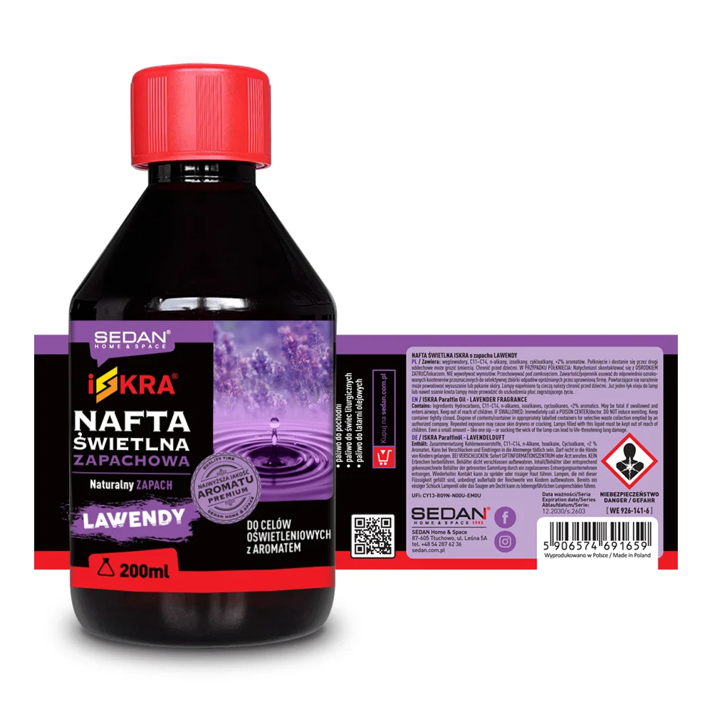 ISKRA Nafta świetlna zapachowa 200 ml, lawenda — zdjęcie 2
