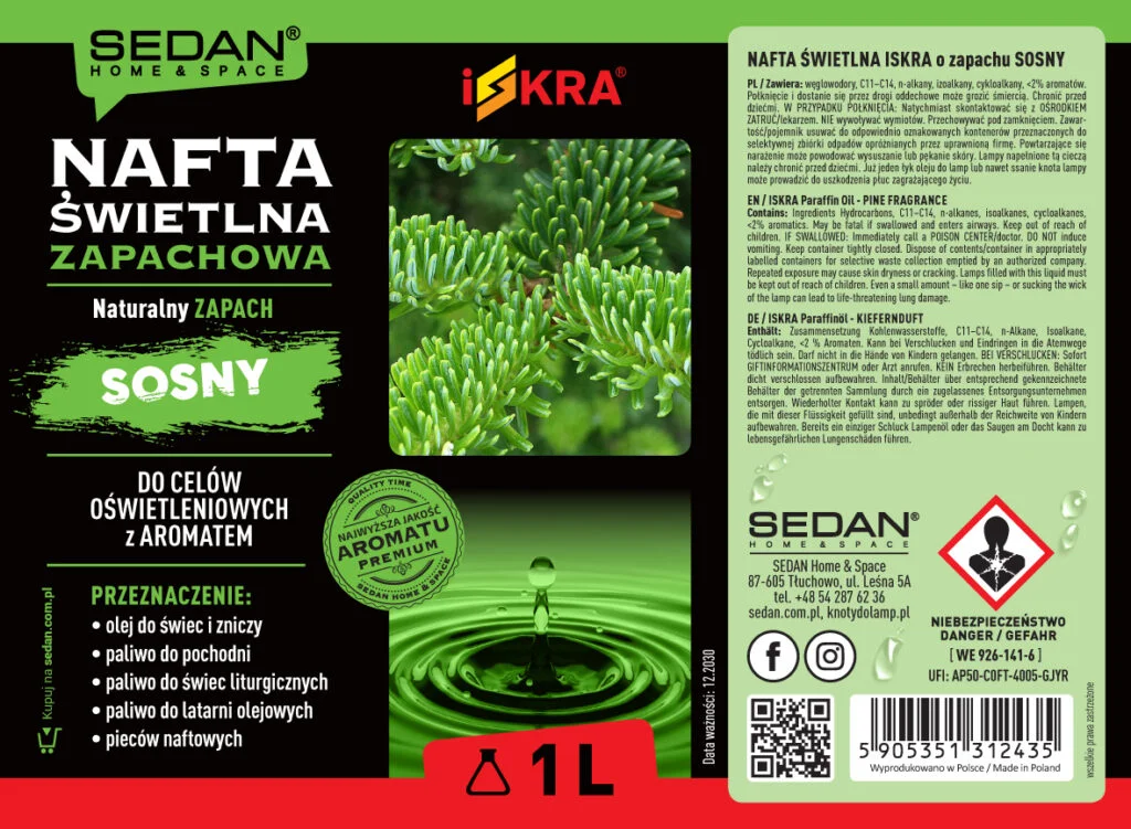 ISKRA Nafta świetlna zapachowa 1 L, sosna — zdjęcie 2