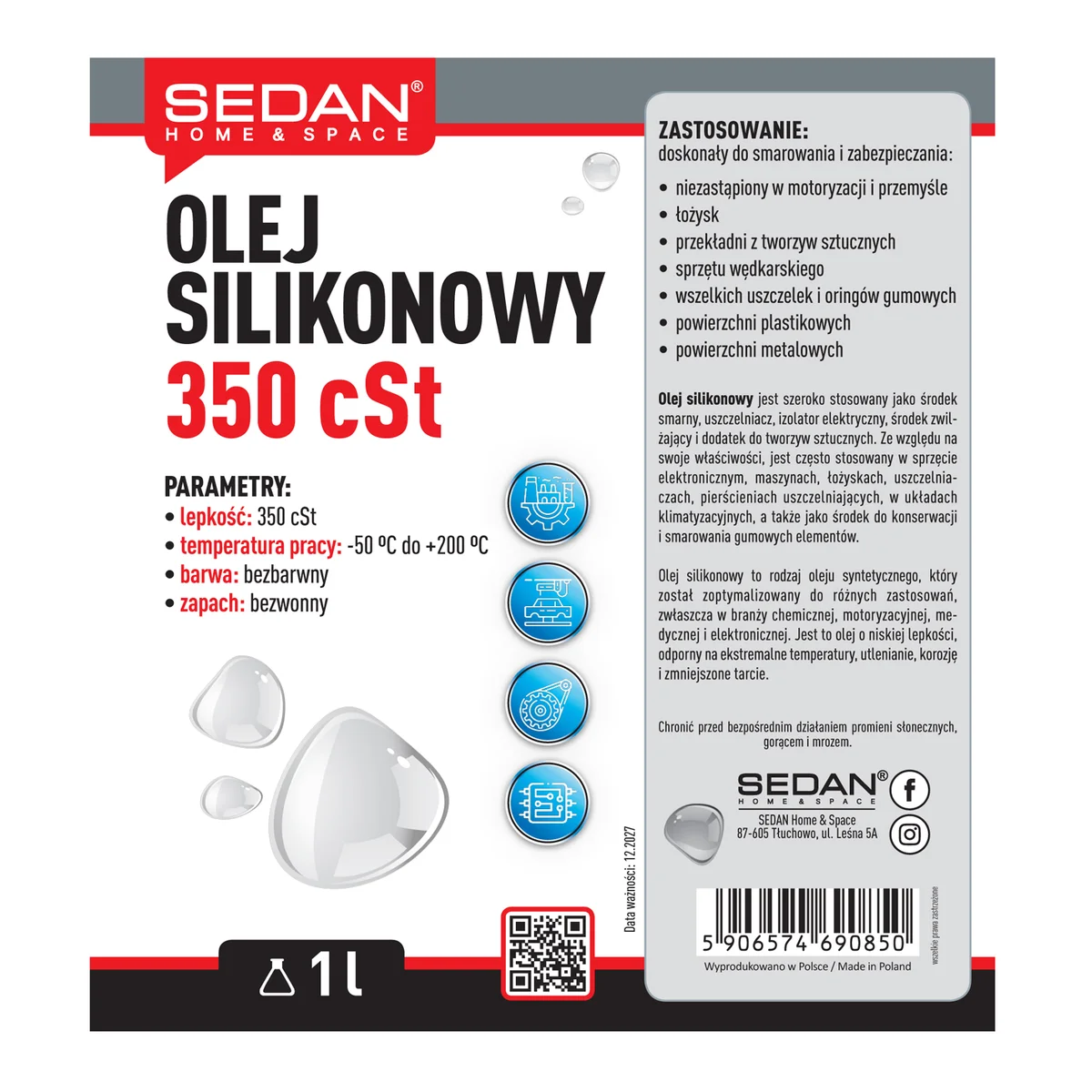 Olej silikonowy 350 cSt, 1 L — zdjęcie 2