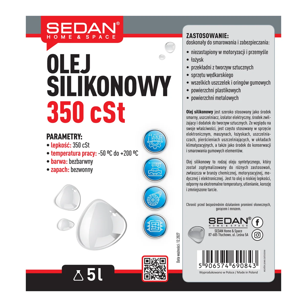 Olej silikonowy 350 cSt, 5 L — zdjęcie 2