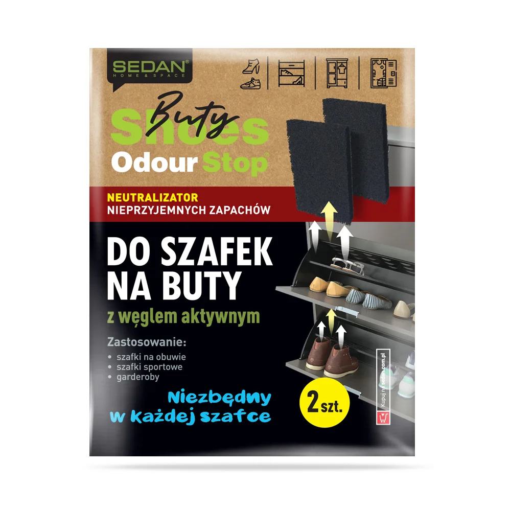 Pochłaniacz zapachów do szafek z obuwiem OdourStop z węglem aktywnym — Sedan