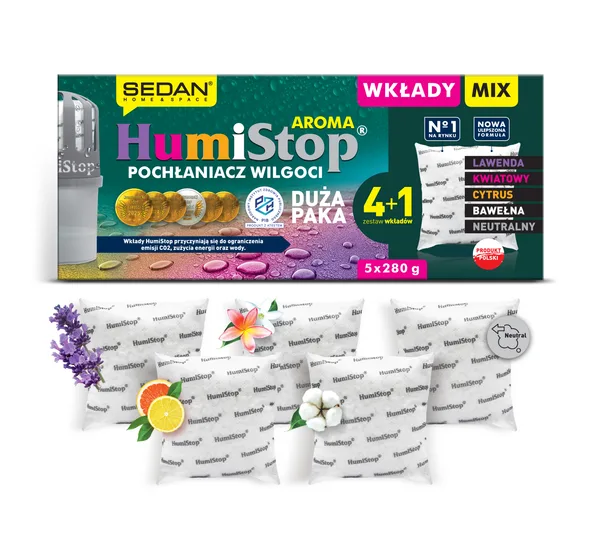 Zestaw 5 wkładów HumiStop AROMA Mix 280 g