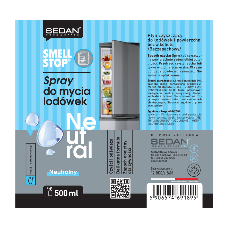 SmellStop Spray do mycia lodówek 500 ml, Neutral — zdjęcie 2