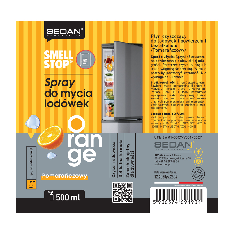 SmellStop Spray do mycia lodówek 500 ml, Pomarańczowy — zdjęcie 2