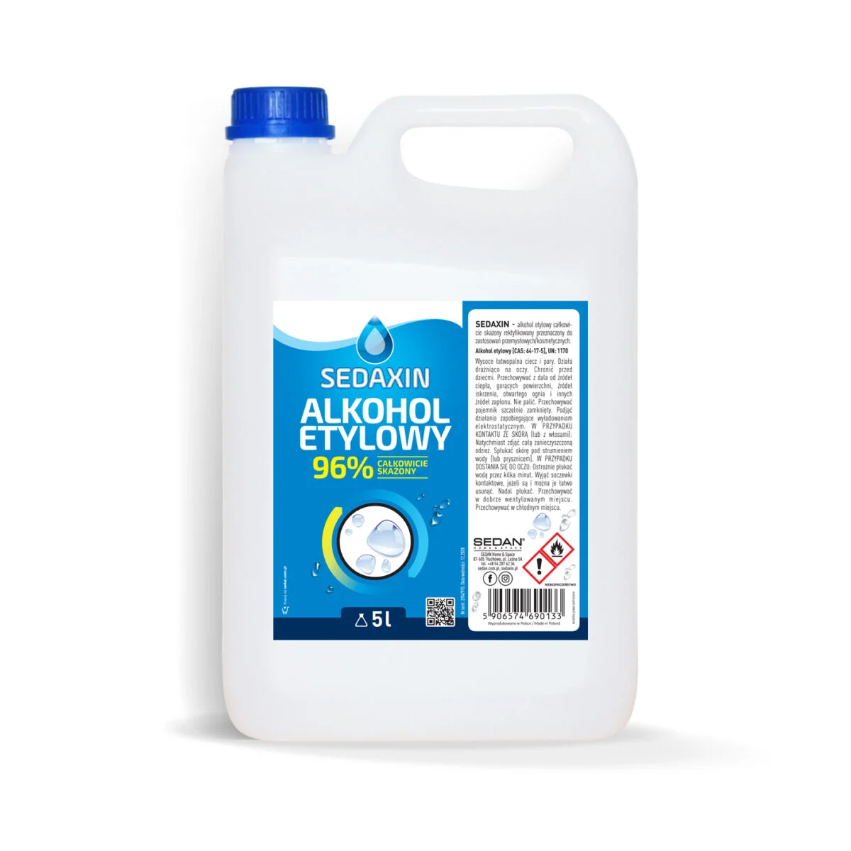 SEDAXIN Alkohol etylowy skażony 96% 5 L — Sedan
