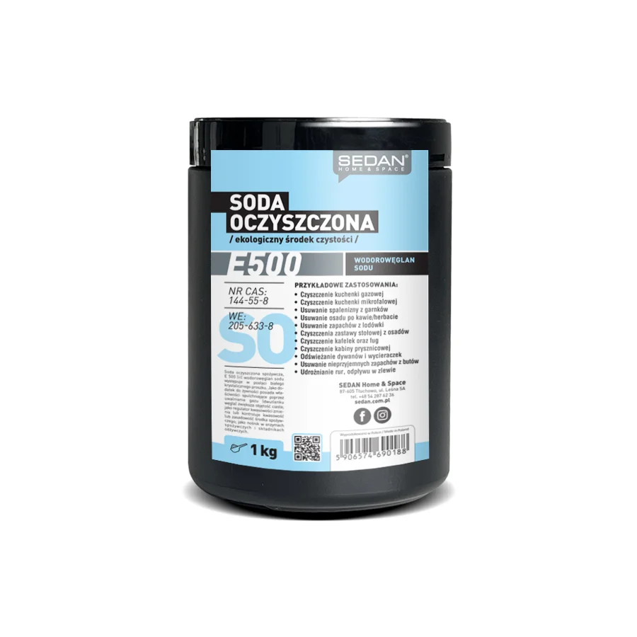 Soda oczyszczona 1 kg, NaHCO₃, do kuchni, sprzątania i kosmetyki — Sedan