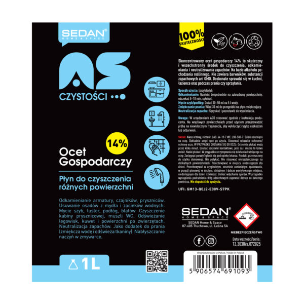 Ocet gospodarczy AS CZYSTOSCI 14% 1000ml - obrazek 2