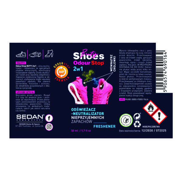 OdourStop Neutralizator zapachów do butów 50ml - obrazek 2